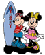 Mickey, Minnie surfboard