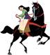 Mulan riding Khan