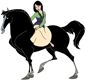 Mulan riding Khan