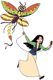 Mulan flying a kite