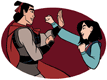 Mulan fighting with Shang