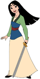 Mulan holding her sword by her side