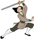 Mulan training with sword