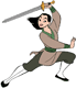 Mulan training with a sword