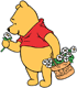 Winnie the Pooh smelling flower