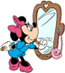 Minnie applying lipstick in the mirror