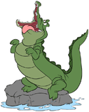 Crocodile salivating on a rock
