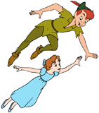 Peter Pan flying with Wendy