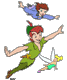 Jane, Peter Pan, Tinker Bell flying