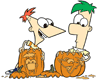 Phineas, Ferb carving pumpkins