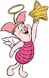 Piglet dressed as an angel Christmas tree topper with a star