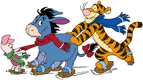 Piglet, Eeyore and Tigger skating