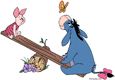 Piglet and Eeyore playing on the seesaw