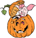 Piglet carving a pumpkin