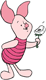 Piglet blowing dandelion fuzz