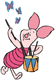 Piglet playing the drum