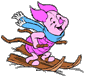 Piglet skiing