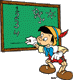 Pinocchio at the blackboard