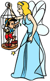 Blue Fairy with Pinocchio in cage