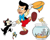 Pinocchio, Figaro, Jiminy Cricket and Cleo cheering