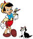 Pinocchio, Jiminy, Figaro