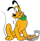 Pluto eating dog biscuits