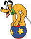 Pluto balancing on a circus ball