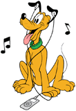 Pluto listening to music from his i-pod