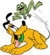 Pluto admiring a leaping frog