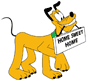 Pluto holding a sign