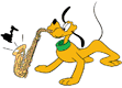 Pluto playing the saxophone
