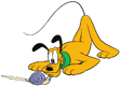 Pluto examining a snail