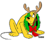 Pluto wearing antlers