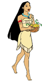 Pocahontas carrying a basket of vegetables