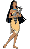 Pocahontas holding Meeko in her arms