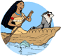 Pocahontas, Meeko in canoe