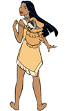 Pocahontas carrying Meeko on her back