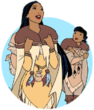 Pocahontas and Nakoma dressed in furs for the winter