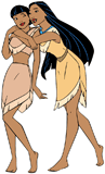 Pocahontas hugging her friend Nakoma