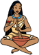 Pocahontas using mortar and pestle