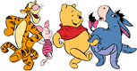 Pooh, Tigger, Piglet, Eeyore dancing