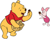 Winnie the Pooh and Piglet picking acorns