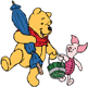 Winnie the Pooh and Piglet headed to the beach