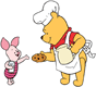 Pooh giving Piglet a cookie