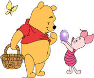 Piglet giving Winnie the Pooh an Easter egg