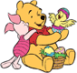 Piglet offering Winnie the Pooh an Easter egg