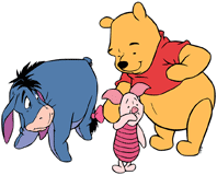 Winnie the Pooh, comforting Piglet with Eeyore