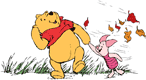 Pooh, Piglet taking a walk in the fall
