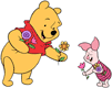 Pooh, Piglet picking flowers