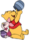 Winnie the Pooh and Piglet eating honey